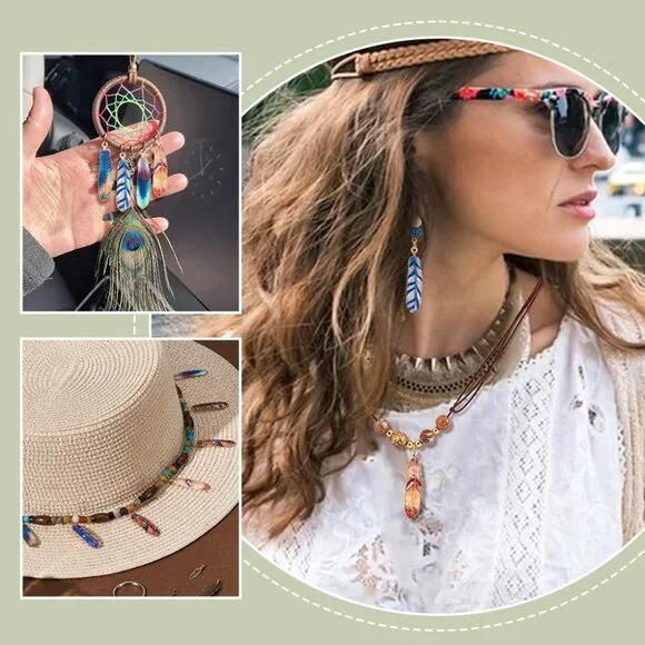 32Pcs Feather Charms, 8 Colors 1.5 inch Enamel Feather Pendants Native American - Picture 5 of 5